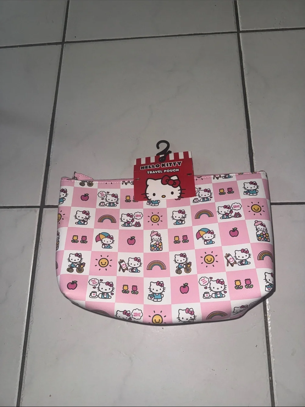 Hello Kitty Pink Checkered travel pouch